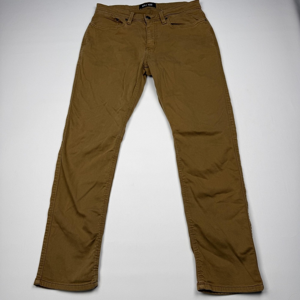 DU/ER No Sweat Relaxed Taper Jeans Mens 32x30 Brown N2X Stretch 5 Pocket Denim